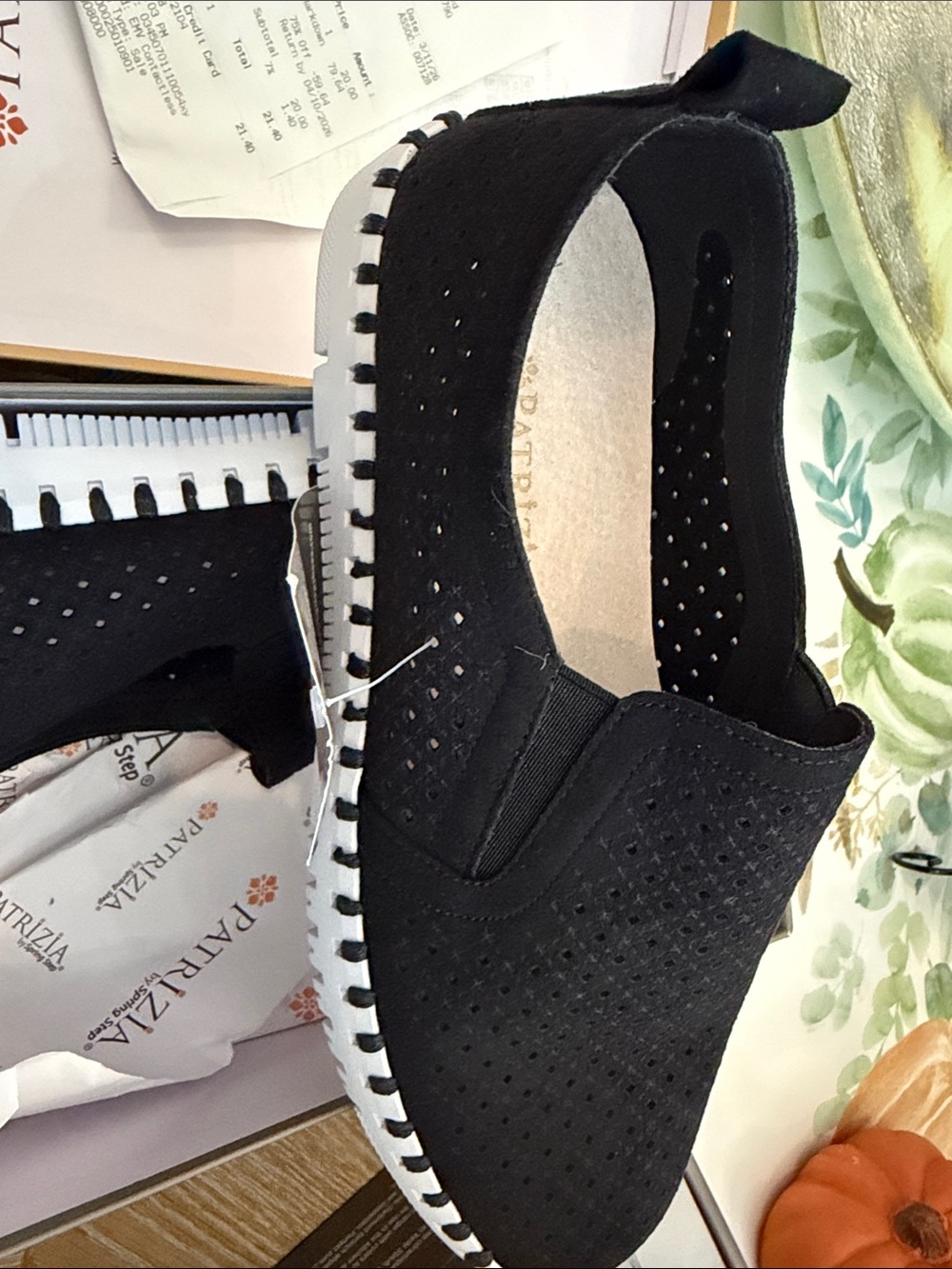 Patrizia Women's Black Slip-On Perforated Loafer